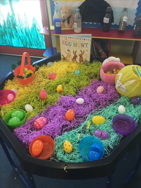 Easter Themed Tuff Tray, Easter Sensory Tuff Tray, Turf Tray Ideas Easter, Fun Tuff Tray Ideas, Spring Tuff Tray Ideas For Babies, Easter Tuff Tray Ideas For Babies, Easter Continuous Provision, Easter Tough Tray Ideas, Easter Tuff Tray Ideas Preschool