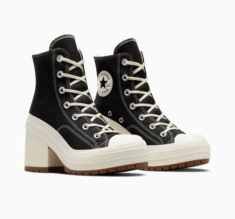 Converse High Heels, Chuck 70 De Luxe Heel, Converse Heels, Dr Shoes, Preppy Shoes, Shoes Outfit Fashion, Converse Chuck 70, Girly Shoes, Chuck 70