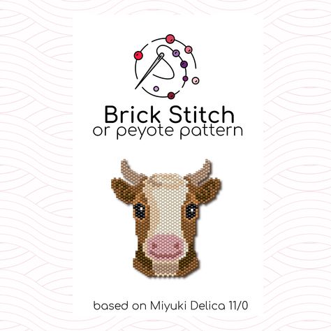 Bead Animals, Cow Earrings, Seed Bead Crafts, Bead Loom Designs, Cross Stitch Landscape, Pendant Keychain, Miyuki Delica Beads, Native American Beaded Earrings, Seed Beading