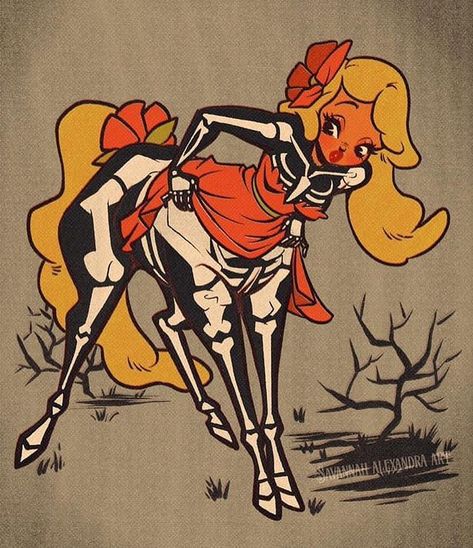 Savannah Alexandra Art, Centaur Art, Ghoul Summer, Graphic Drawings, Halloween Aesthetics, Halloween Pin Up, Skeleton Crew, Horror Cartoon, Arte Punk