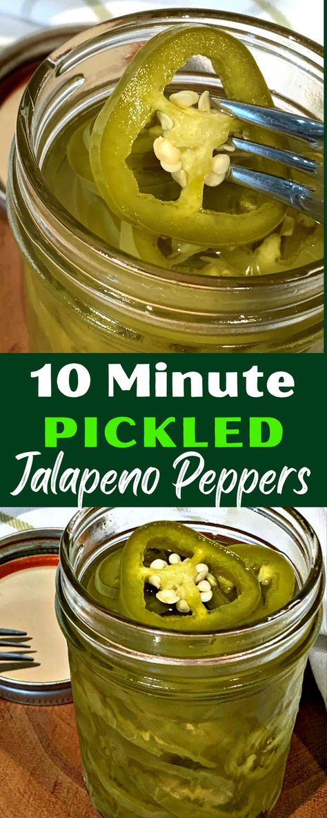 Easy 10 Minute HOMEMADE Pickled Jalapeno Peppers from fresh jalapenos! The perfect addition to nachos, tacos or use in dips or to spice up your nacho cheese sauce. Refrigerator recipe - no canning involved! #jalapeno #jalapenopeppers #pickledjalapeno #pickledpeppers #mexicanrecipes #pickling #canning # Refrigerator Jalapeno Peppers, Quick Pickled Jalapenos Recipe, Pickled Jalepeno Recipes Refrigerator, Refrigerator Pickled Jalapenos, Pickled Jalapenos Refrigerator, Canning Jalepenos Peppers, Easy Pickled Jalapenos Recipe, How To Can Jalapeno Peppers, Pickled Jalepeno Recipes