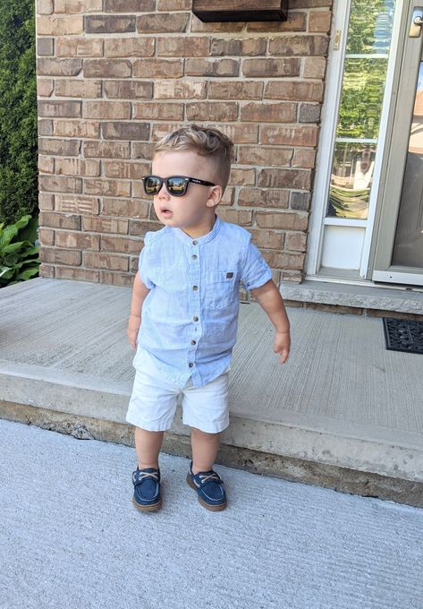 : Shop the latest trends in shorts, t-shirts, and sandals for your little guy. #toddlerfashion #summerstyle Toddler Boys Summer Outfits, Baby Summer Outfits Boy, Little Boy Summer Outfits, Toddler Boy Spring Outfits, Little Boy Outfits Summer, Boy Spring Outfits, Toddler Boy Outfits Summer, Boys Spring Outfits, Toddler Boy Outfit Ideas