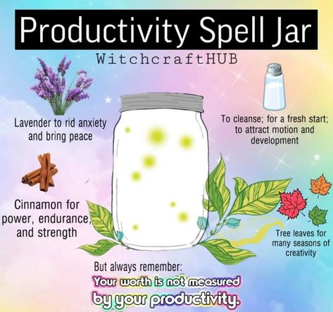 Printable PDF Spell Jar Cards | Etsy Cyprus Productivity Spell Jar, Productivity Spell, Healing Spell Jars Recipes, Spell Jars Recipes, Witches Jar, Wicca Recipes, Jar Spells, Witch Bottles, Easy Spells