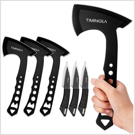 Tomahawk Throwing Axe, TIMINGILA Hawkeye Throwing Axes and Throwing Knives with Nylon Sheath, 3 Pack 10.6in Throwing Axes and Hatchet Throwing, Throwing Tomahawk, Throwing Hatchet, Throwing Games, Camp Knife, Hawkeye, Axes, Metal Art, Bottle Opener