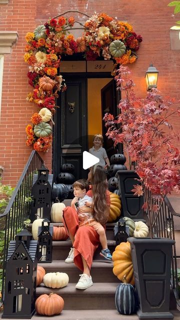 Kristi Hemric on Instagram: "Spooky season is here! Ever since I moved to NYC 10 years ago, I’ve dreamed of decorating my own stoop for the holidays. In 2022, that dream came true when we bought our brownstone. Each year, we’ve taken it up a notch, and this year’s display with @potterybarn decor is our best yet. From the lifelike faux pumpkins to the haunted house lanterns, every detail is on point. The stoop looks great during the day, but at night, it truly comes alive. 

This stoop is more than just decoration—it’s a reminder that dreams do come true. #mypotterybarn" Pumpkin Song, Faux Pumpkins, Dreams Do Come True, During The Day, Halloween Bats, Outdoor Halloween, Autumn Inspiration, Autumn Home, Haunted House