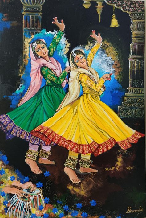 Indian Folk Dance Paintings, Kathak Dance Illustration, Indian Classical Dancer Painting, Dance Project Cover Page, Kathak Dancer Painting, Kathak Dancer Sketch, Kathak Dance Drawing, Kathak Dance Painting, Kathak Drawing