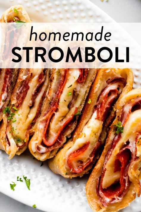 How To Make Stromboli, Stromboli Recipe Easy, Homemade Stromboli, Stromboli Recipe, Sally's Baking, Homemade Pizza Dough, Pizza Recipes Homemade, Italian Dinner, Football Food