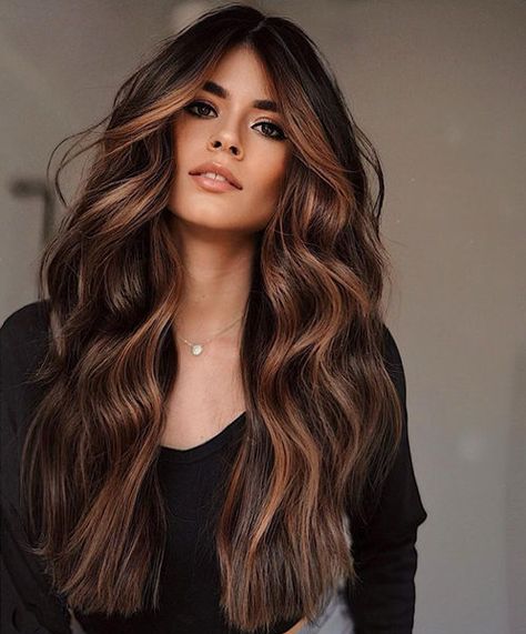 Brunette Hair With Highlights, Long Hair Wigs, Brunette Balayage Hair, Long Hair Color, Long Brown Hair, Hair Color And Cut, Hair Color Balayage, Hair Inspiration Color, Hair Color Trends