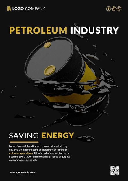 Oil Poster Design, Industrial Design Poster, Industrial Poster, Company Flyer, Psd Flyer, Oil Industry, Photoshop Editing, Post Design, Flyer Template