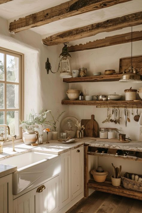 Get Inspired: Farmhouse Kitchen Picture Ideas - Quiet Minimal French Cottage Kitchens Inspiration, Kitchen Picture Ideas, Cottage Kitchen Inspiration, Farmhouse Decoration Ideas, English Cottage Kitchens, Diy Farmhouse Ideas, Unfitted Kitchen, Rustic Kitchen Ideas, Cottage Kitchen Design