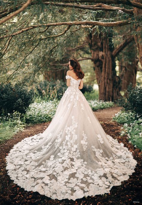 DP407 - Snow White - Allure Bridals Snow White Gown, Snow Wedding Dress, Snow White Wedding Dress, Gown With Buttons, Disney Inspired Wedding Dresses, Disney Wedding Dress, Snow White Wedding, Snow White Dress, Floral Ball Gown