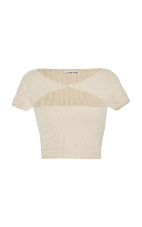 Cutout Crop Top, Corset Shirt, White Short Sleeve Tops, Ribbed Knit Dress, T By Alexander Wang, Fashion Design Clothes, White Crop Top, Cropped Top, Knitting Designs