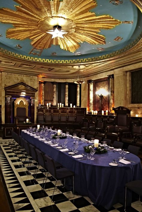 Hire Space - Venue hire The Temple at Andaz Liverpool Street Masonic Art, Masonic Freemason, Sun Worship, Winding Staircase, Masonic Temple, Masonic Lodge, Masonic Symbols, Marble Columns, Victorian Buildings