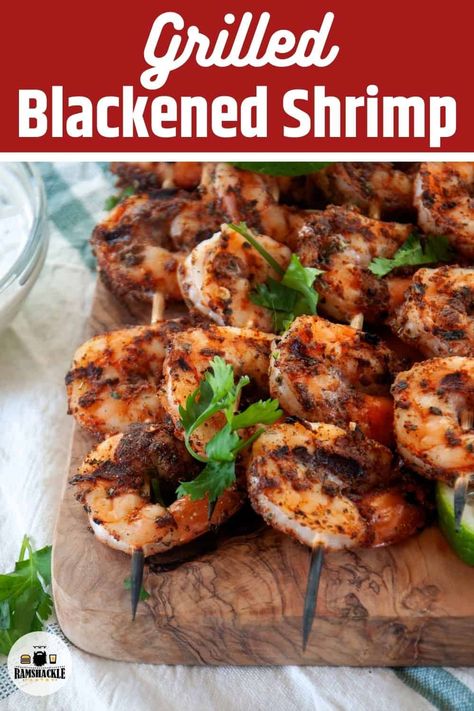 Grilled Blackened Shrimp, Blackened Grilled Shrimp, Bbq Shrimp Skewers, Lime Sauce Recipe, Creamy Cilantro Lime Sauce, Grilled Shrimp Marinade, Grilled Recipes, Grilled Shrimp Skewers, Grill Ideas