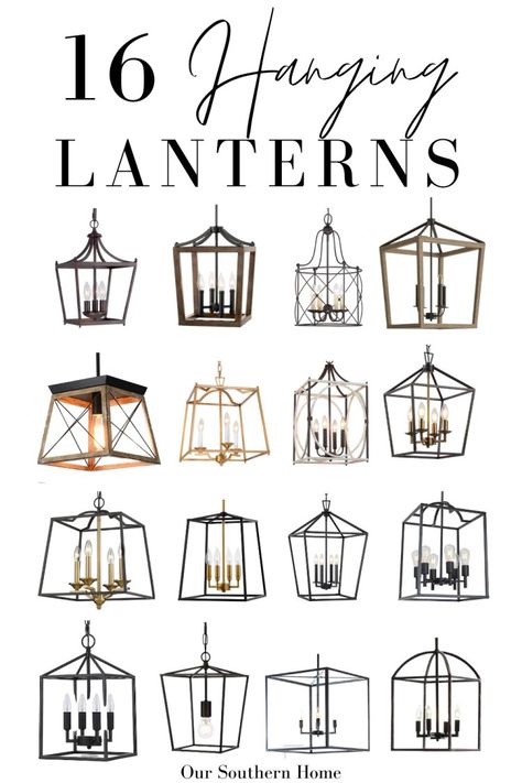 Front Porch Hanging Lanterns, Porch Chandelier, Porch Lanterns, Nautical Lanterns, Lantern Light Fixture, Lantern Ceiling Lights, Kitchen Table Lighting, House Lights, Southern Traditional