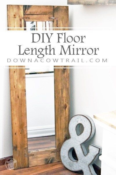 Long Mirror Diy, Mirror Redo Diy, Diy Floor Length Mirror, Diy Floor Mirror, Mirror Redo, Hallway Ideas Diy, Diy Farmhouse Ideas, Pallet Frames, Diy Farmhouse Style