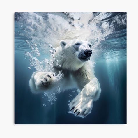 A beautiful image of a Polar Bear swimming underwater. A highly detailed AI illustration, with sunlight streaming in from above. #3 in a series of 4 Polar Bear Swimming, Polar Bear Painting, Bear Swimming, Polar Bear Paint, Polar Bear Tattoo, Polar Bear Images, Swimming Underwater, Polar Bear Art, Save Wildlife