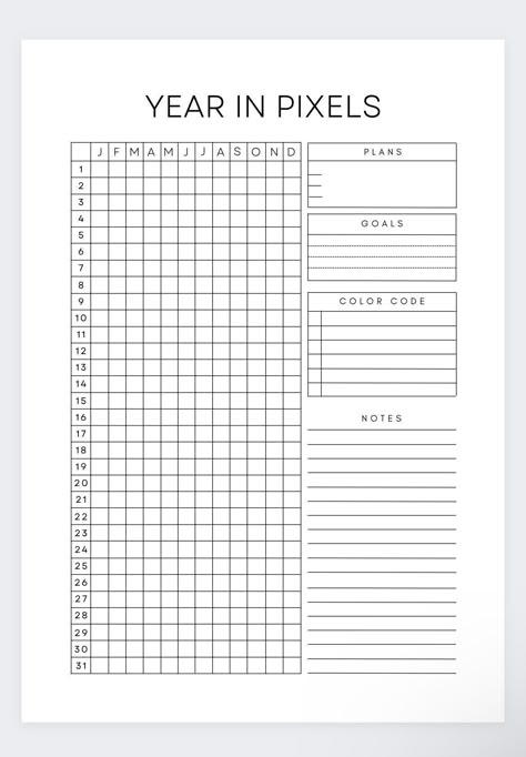 A Year in Pixels,Year at a Glance,Monthly Planner,Mood Chart,Yearky Mood planner, Year in Pixels Planner,Yearly Tracker, Year Planner Yearly Tracker Printable, How To Do A Year In Pixels, 2025 Yearly Calendar, Month In Pixels, Year In Pixels Template, Yearly Planner Ideas, Year Planner Ideas, Year In Pixels Printable, My Year In Pixels