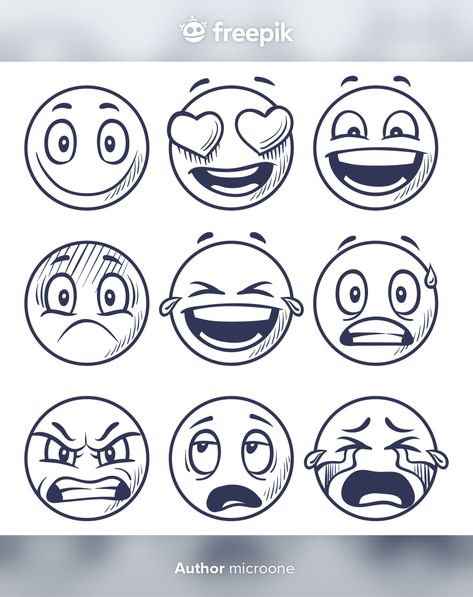 Lach Smiley, Face Doodles, Doddle Art, Emotion Faces, Emoji Drawings, Draw Doodle, Drawing Cartoon Faces, Psy Art, Different Emotions