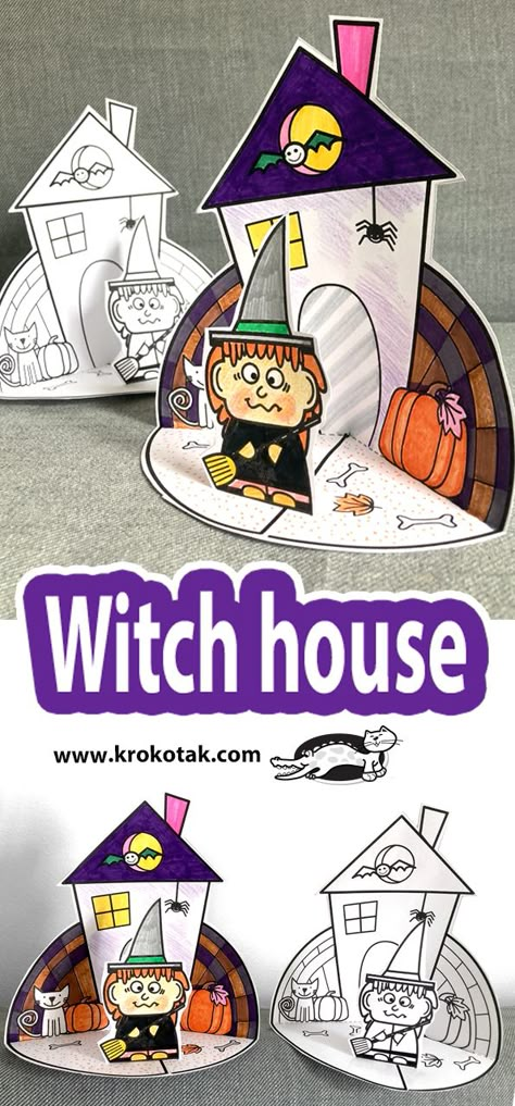 children activities, more than 2000 coloring pages Halloween Craft Activities, Fairy Tale Crafts, House Printable, Hallowen Ideas, Halloween Paper Crafts, Fall Arts And Crafts, Halloween Templates, Children Activities, Harry Potter Halloween