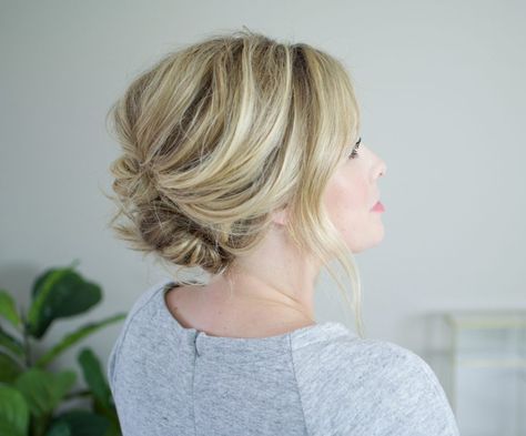 Twist Hair Tutorial, French Twist Short Hair, Messy French Twist, Hair Twist Bun, The Small Things Blog, Reverse French, Easy Updos For Medium Hair, Small Things Blog, French Twist Updo