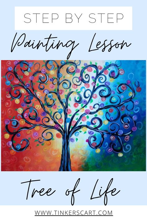 I'd love to introduce you to  my easy step by step method of instruction. You only need a few basic colors and a couple of brushes. Easy peasy...subscribe to my YouTube channel and see all the new classes as they are released. How To Draw Tree Of Life Step By Step, Paint And Sip Ideas Step By Step Easy, Step By Step Painting Canvas, Tree Of Life Art Project, Acrylic Painting Step By Step, Tree Of Life Painting Easy, Fairy Painting Easy Step By Step, Easy Sip And Paint Ideas Step By Step, Paint Night Ideas Step By Step