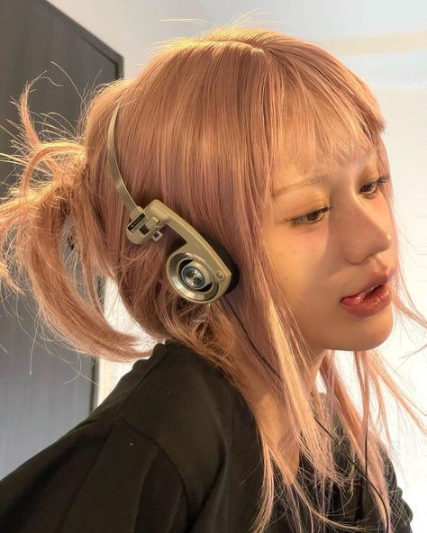 Pink Hair, Headphones, A Woman, Hair, Pink