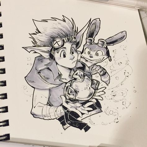 An amazing Jak & Daxter drawing fan art by mmairo1 on Instagram. #jakanddaxter #games #gaming #drawings #fanart Sith Mandolorian, Jack And Daxter Tattoo, Jak Daxter Tattoo, Daxter Art, Jak And Daxter 2, Keira Jak And Daxter, Jak And Daxter Fan Art, Mini Plushies, Jak And Daxter