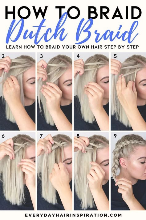 Hairstyle // Learn how to dutch braid your own hair with this easy dutch braid tutorial for complete beginners! Dutch Braid Your Own Hair, Braid Your Own Hair, Braids Step By Step, How To Braid, Dutch Braid Hairstyles, Braiding Your Own Hair, Dutch Braids, Beautiful Braided Hair, Easy Braids