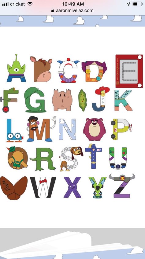 Disney Character Letters, Toy Story Name Letters, Toy Story Decorations Classroom, Toy Story Letters Alphabet, Toy Story Letters, Disney Characters Letters, Toy Story Font, Toy Story Bedroom, Toy Story Printables