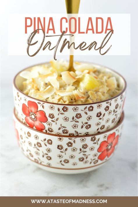 Pina Colada Oatmeal | A Taste of Madness Sweet Casserole, Eggs For A Crowd, Breakfast Meal Ideas, Oats Muffins, Family Friendly Breakfast, Fruit Vegetable Smoothie, Breakfast Enchiladas, Easy Egg Recipes, Easy Breakfast Brunch