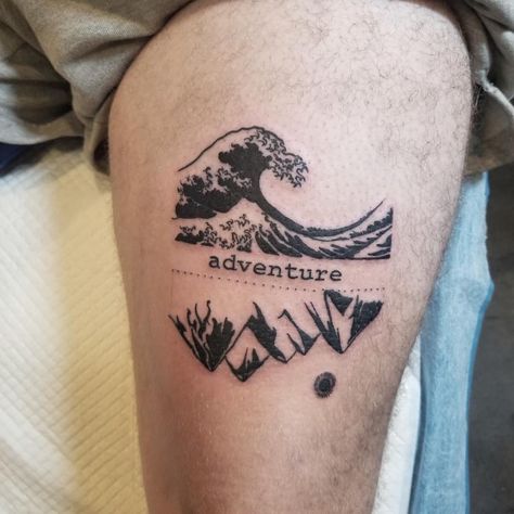 Forearm Wave Tattoo, Waves And Mountains Tattoo, Mountain Wave Tattoo, Beach And Mountain Tattoo, Midtown Miami, Rain Tattoo, Matching Bff Tattoos, Matching Bff, Live Tattoo