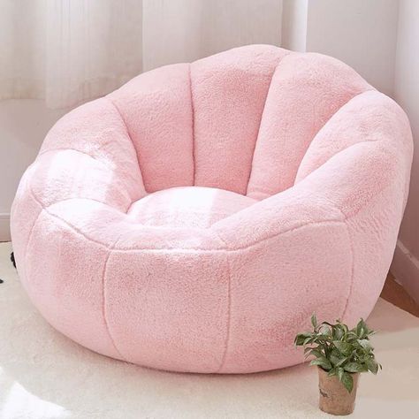 Mini Couch For Bedroom, Bedroom Bean Bags, Cute Chairs, Pink Bean Bag, Pink Accent Chair, Object Reference, Comfort Room, Settee Couch, Makeover Bedroom