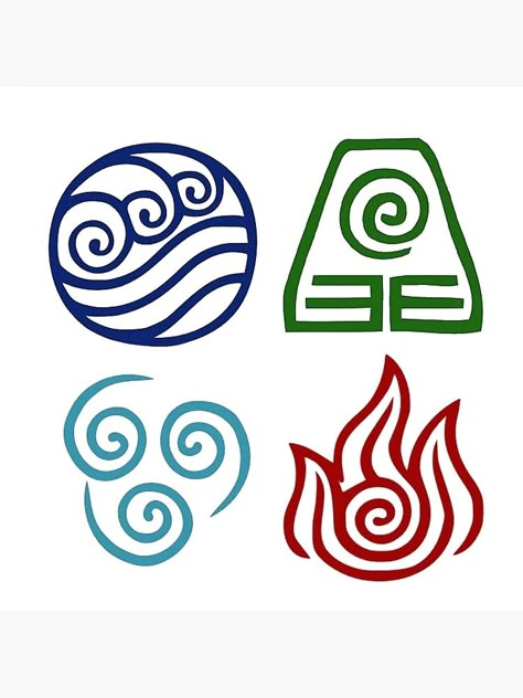 "Avatar The Last Airbender Element Symbols" Metal Print for Sale by Tea-With-Iroh | Redbubble 4 Element, Element Symbols, Drawing Things, 4 Elements, Happy Stones, Cool Wallpapers For Phones, Avatar Airbender, Oracle Deck, The Legend Of Korra