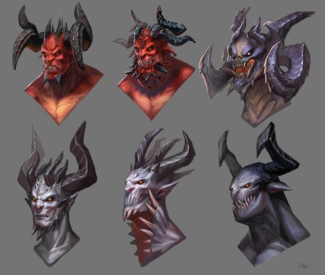 ArtStation - Demon heads , Dinulescu Alexandru Tumblr Inspiration, 천사와 악마, Dark Demon, Demon Oc, Arte Alien, 다크 판타지, Monster Concept Art, Anime Design, Demon Art