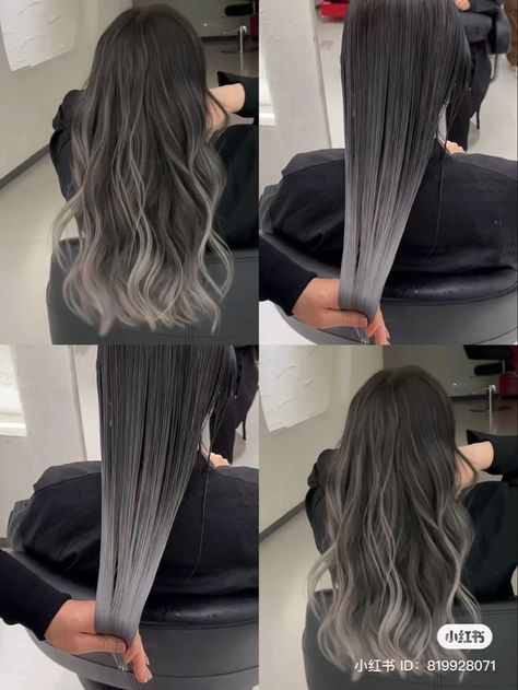 Ash Gray Hair Color, Women's Undercut, Balayage Hair Grey, Ash Grey Hair, Dark Grey Hair, Ashy Hair, Grey Ombre Hair, Gray Balayage, Black Hair Balayage