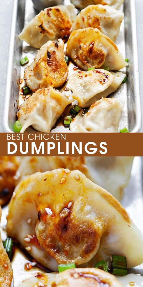 Chinese Chicken Dumplings, Asian Dumpling Recipe, Dumplings Chicken, Homemade Dumplings Recipe, Potstickers Recipe, Chicken Dumplings Recipe, Dim Sum Recipes, Homemade Chinese Food, Chicken Dumplings