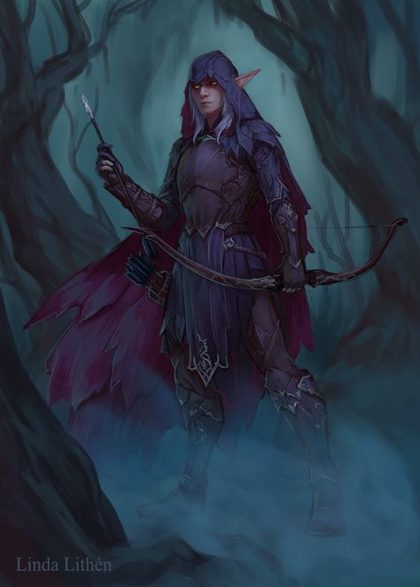 Mroczny Elf, Drow Male, Ranger Dnd, Elf Rogue, Elf Ranger, Elf Characters, Forest Elf, Heroic Fantasy, Longbow