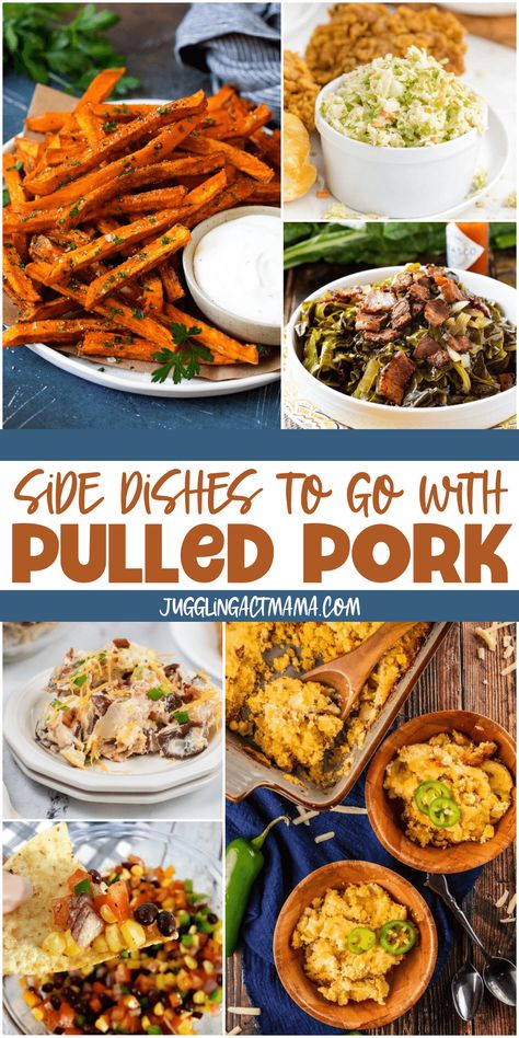 This collection includes some of the best barbecue side dishes. These are tried and true incredible sides to go with pulled pork for any occasion! via @jugglingactmama Pork Taco Sides, Best Side Dishes For Pulled Pork, Sides To Go With Bbq Pork, Pig Roast Menu Ideas, Smoked Pork Dinner Ideas, Pig Roast Party Food Side Dishes, Sides For Pork Shoulder, Pulled Pork Birthday Party, Side For Pulled Pork