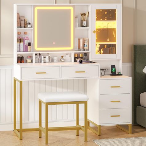 White desk vanity