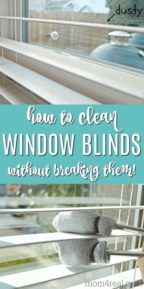 Cleaning dusty window blinds can be a daunting task, but it doesn't have to be. Gone are the days of taking your blinds down to clean them...you just need a couple of items you already have in your kitchen to clean your window blinds without breaking them! This method works great for cleaning wood blinds too! Cleaning Wood Blinds, Clean Mattress, Clean Window Blinds, Window Cleaning Tips, Cleaning Window Tracks, Clean Window, Clean Mama, Cleaning Painted Walls, Cleaning Blinds