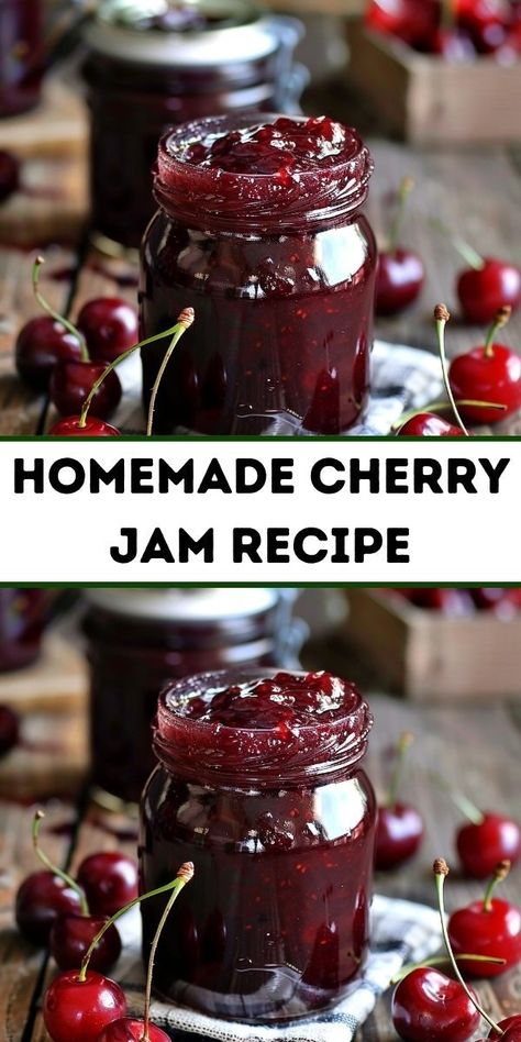 Sour Cherry Jam Recipe, Cherry Jelly Recipes, Homemade Cherry Jam, Cherry Vanilla Smoothie, Cherry Jam Recipe, Unique Recipes Desserts, Fresh Cherry Recipes, Sour Cherry Jam, Cherry Jam Recipes