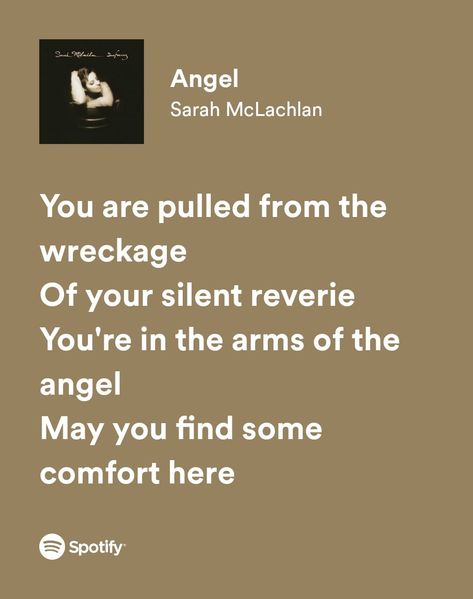 Angel - Sarah McLachlan Angel Mccord, Angel Like You Lyrics, Mockingbird Song Lyrics, Sarah Mclachlan Lyrics, Scared Of My Guitar Lyrics, Sarah Mclachlan, My Love Song, Love Songs Lyrics, All Songs