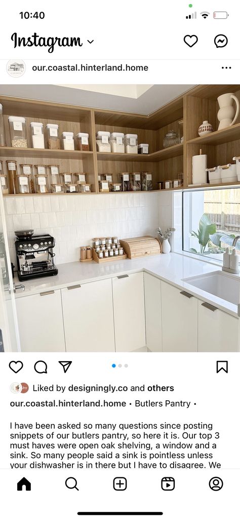 Butlers Pantry With Window Splashback, Butlers Pantry Window, Butler Pantry, Oak Shelves, Bar Sink, Butler's Pantry, Pantry, Kitchen Renovation, Dream House