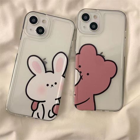 Bunny Bear Matching Phone Case Cute Cartoon Couples, Cartoon Couples, Kawaii Store, Matching Phone Cases, Couples Phone Cases, Contact Card, Bunny And Bear, Couple Cartoon, Cute Phone Cases