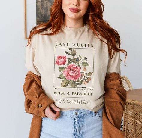 Bookish Shirts, Jane Austen Shirts, Jane Austen Pride And Prejudice, Literary Shirts, Jane Austen Gifts, Book Merch, Elizabeth Bennet, Mr Darcy, Aesthetic Shirts