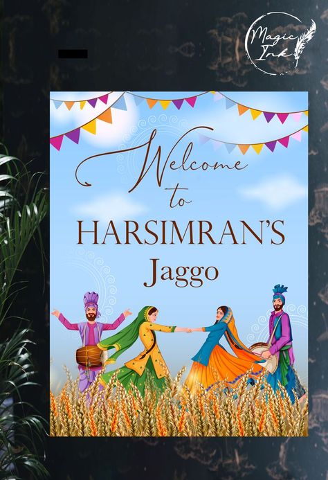 Jaago Night Decor, Jaggo Night Decoration, Rajasthani Welcome Board, Jaggo Sign, Indian Wedding Signs, Jaggo Welcome Sign, Entry Decor, Punjabi Wedding, Event Signage