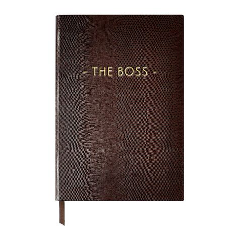 Buy Sloane Stationery A5 Notebook - Wise and Witty - 'The Boss' | AMARA Luxury Notebook, Wine Candles, Lizard Print, Best Housewarming Gifts, Grid Paper, Mens Outfit Inspiration, Chic Gifts, A5 Notebook, Ribbon Bookmarks