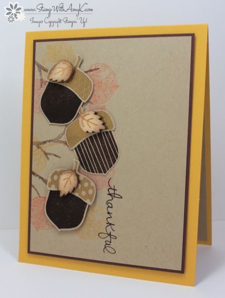 Acorny Thank You - Stamp With Amy K Stampin Up Fall Cards, Corny Cards, Stampin Up Thanksgiving, Thankful Cards, Vintage Leaves, Hand Stamped Cards, Thanks Card, Making Greeting Cards, Primitive Dolls