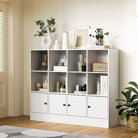 Cube Bookshelf, White 6 Drawer Dresser, White Bookshelves, Bookcase Organization, Wood Bookshelves, Bedroom Guest, Redecorate Bedroom, 6 Drawer Dresser, Furniture Finishes